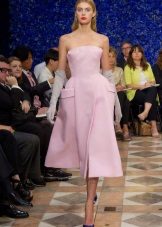 Розова нова рокля с лък бюстие