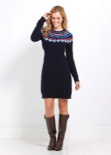 Knitted black casual dress