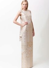 Long Party Dress with Gold Printed Party Dress