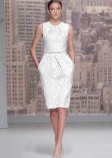 Strict moire fabric wedding dress
