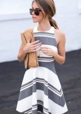 Dress white and gray striped