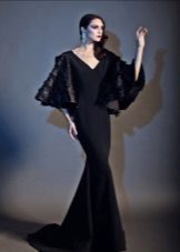Черна плетена подова рокля
