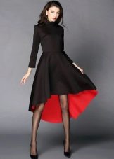 فستان منسوج أسود مع أحمر