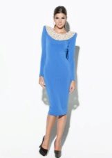 Jersey schede jurk blauw