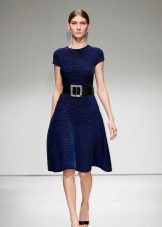 Vlněné šaty A-line modré