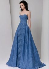 שמלת קרפ דה צ'ין כחולה