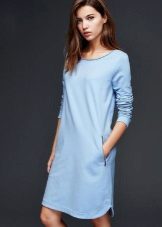 blue wide-necked footer dress