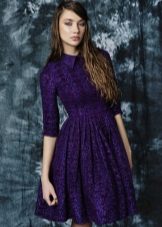 purpurinė tvido suknelė