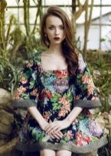 vestido floral de popelina
