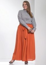 oranžová maxi sukňa pre ženy s nadváhou