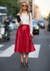 Leather conical skirt