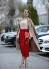 Red pencil skirt