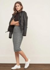 Gray pencil skirt with a jacket