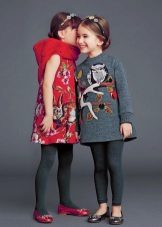 Vestidos de inverno estampados Tweed para meninas