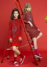 Vestido de inverno vermelho para meninas
