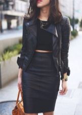 High Waist Leather Pencil Skirt