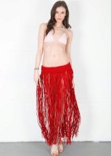 Falda de platja de franges vermelles