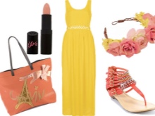 Accesorios de vestido amarillo coral