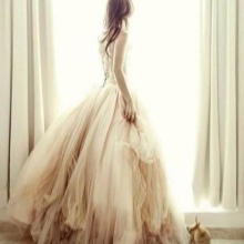 Vestido de Noiva Marfim Chiffon com Vestido de Baile