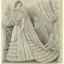 Illustrasjon fra brudekjolen fra 1700-tallet