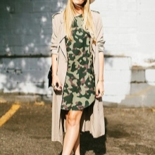 Camouflage dress with a beige cloak