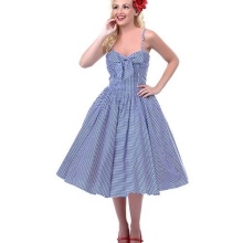 50s pruhované nafouklé šaty s popruhy