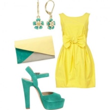 Turquoise yellow dress accessories