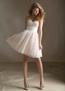 Pink lace wedding dress