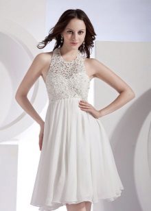 Къса ефирна шифонска лятна сватбена рокля
