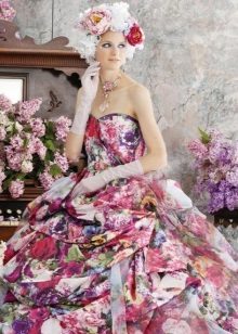 Фантастична цветна сватбена рокля