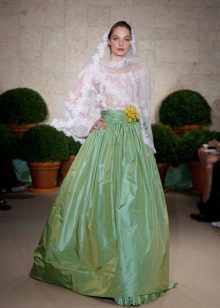 Originali žalia vestuvinė suknelė
