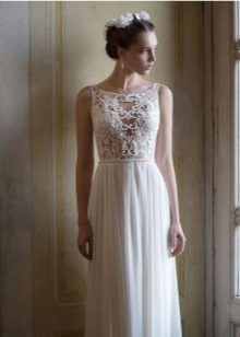 Vestuvinė suknelė - ažūrinis viršus ir rankovės
