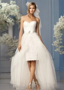 Vestuvinės suknelės apvalkalas su netikru sijonu