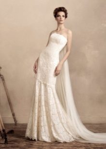 Сватбена рокля русалка с влак Watteau