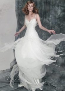 Falda de vestido de novia de organza voladora