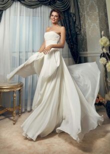 Kelių spalvų šifono vestuvinė suknelė