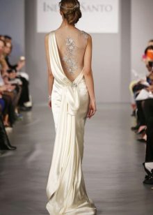 Vestido de novia griego drapeado sin espalda