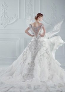 Strapless Wedding Dress with Rhinestones