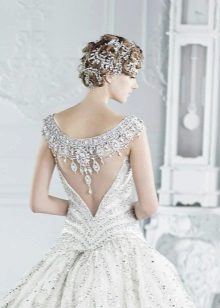 Bröllopsklänning med öppen rygg Illusion med dekor