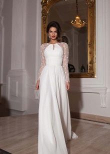 Sheer wedding dress with transparent sleeves