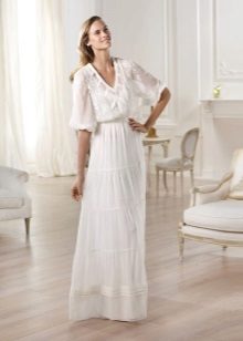 Wide Short Sleeve Wedding Dress