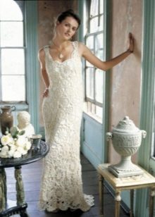 Плетене на една кука сватбена рокля с модния подиум