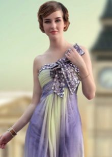 Evening lilac dress with a bow