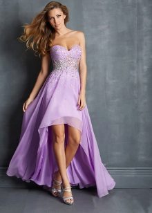Lilac βραδινό φόρεμα σύντομο εμπρός μακρύ πίσω