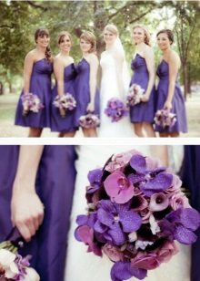 Violetit morsiusneitojen mekot