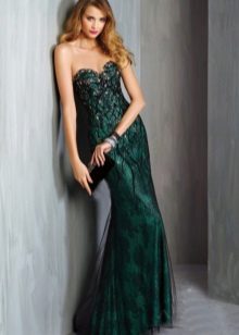 שמלת ערב ירוק עם תחרה