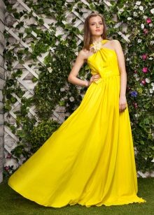 Φόρεμα βράδυ κίτρινο σχήμα α