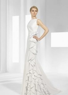Satin wedding dress with frill on the bodice