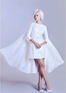 White evening dress with sleeves