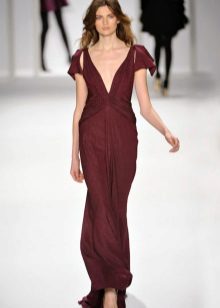 burgundy low-cut dress